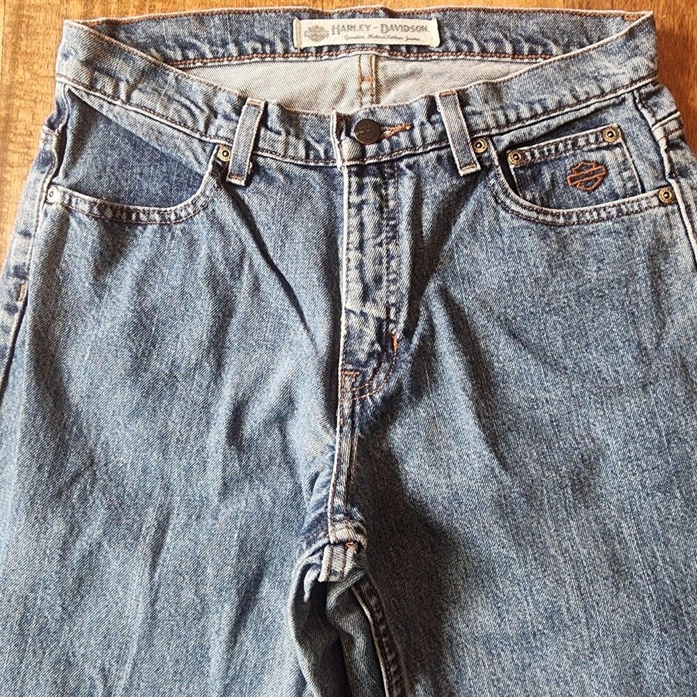 Harley-Davidson Jeans Womens 6 Petite Blue Medium Wash High Rise Straight Denim - Picture 3 of 14